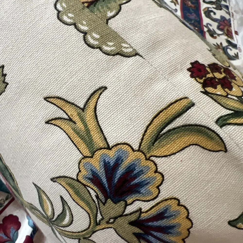Custom Jacobean Floral Pillows Pair 18” 12” English Country Designer Fabric